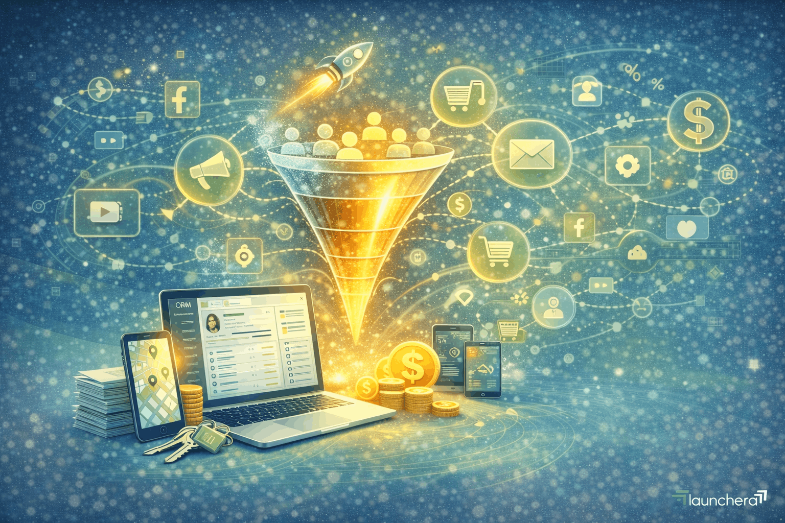 Best all-in-one sales funnel software in 2026 showing automated funnel system, lead capture, CRM integration, and revenue growth dashboard.